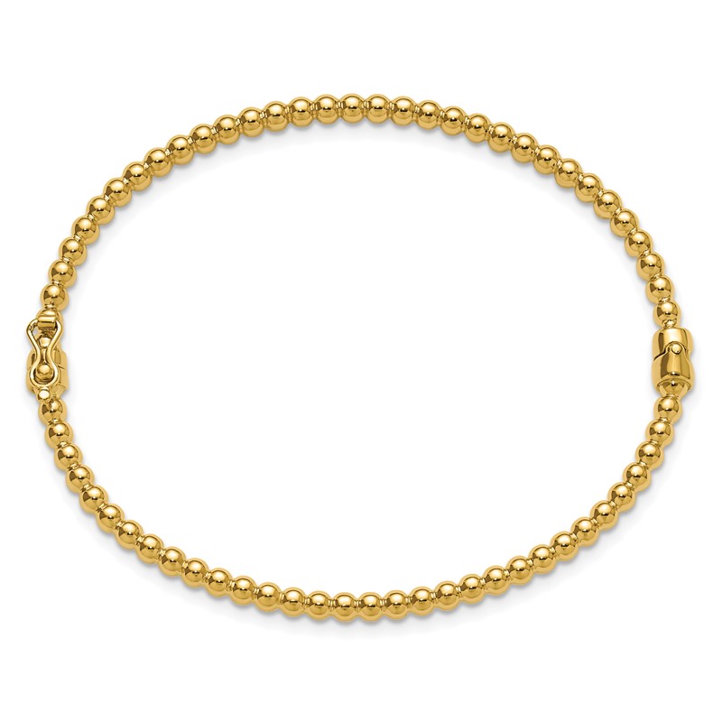 14K Polished Beaded Hinged Bangle