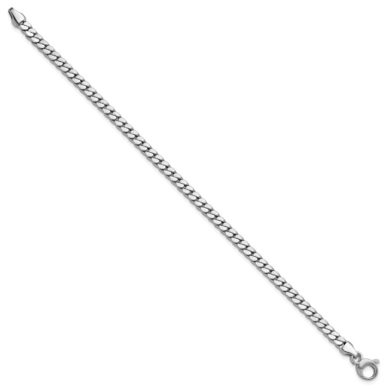 14K White Gold Polished Fancy Curb Link Bracelet