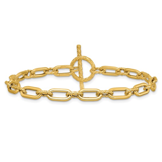 Leslie's 14K Polished and Twisted Fancy Toggle Bracelet