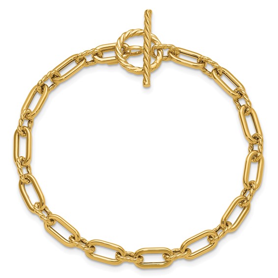Leslie's 14K Polished and Twisted Fancy Toggle Bracelet