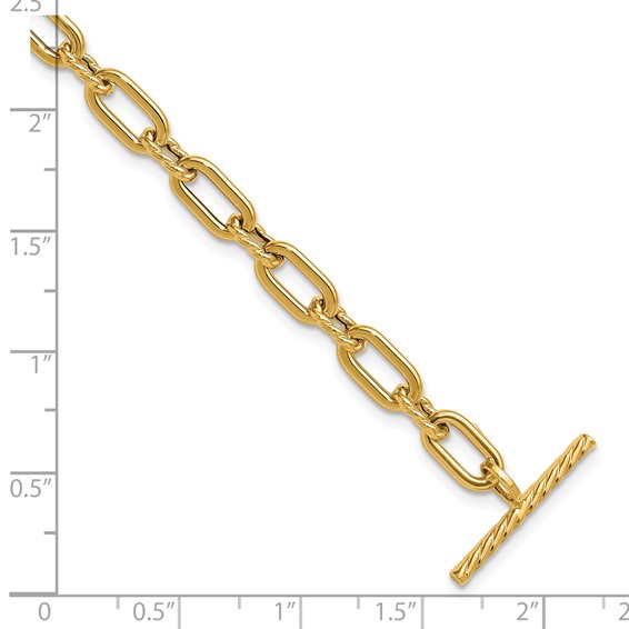 Leslie's 14K Polished and Twisted Fancy Toggle Bracelet