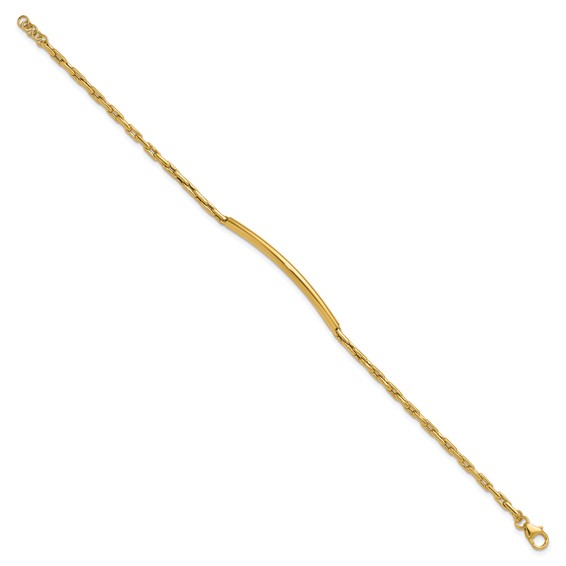 Leslie's 14K Polished Bar Link w/.25in ext. Bracelet