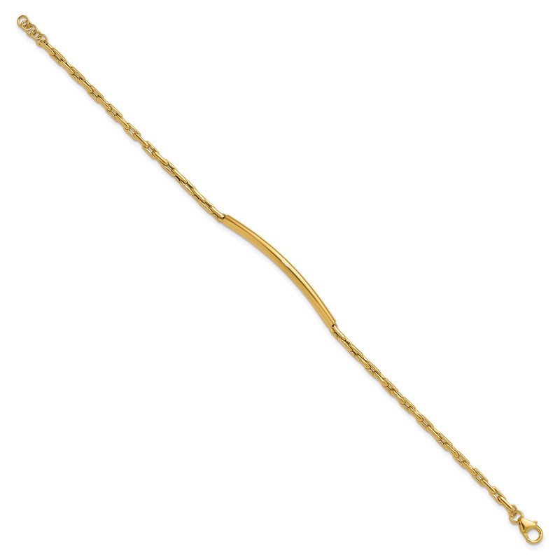 14K Polished Bar Link w/.25in ext. Bracelet