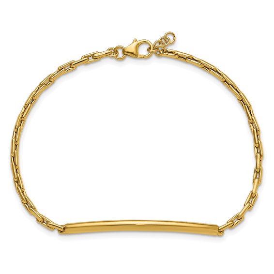 Leslie's 14K Polished Bar Link w/.25in ext. Bracelet