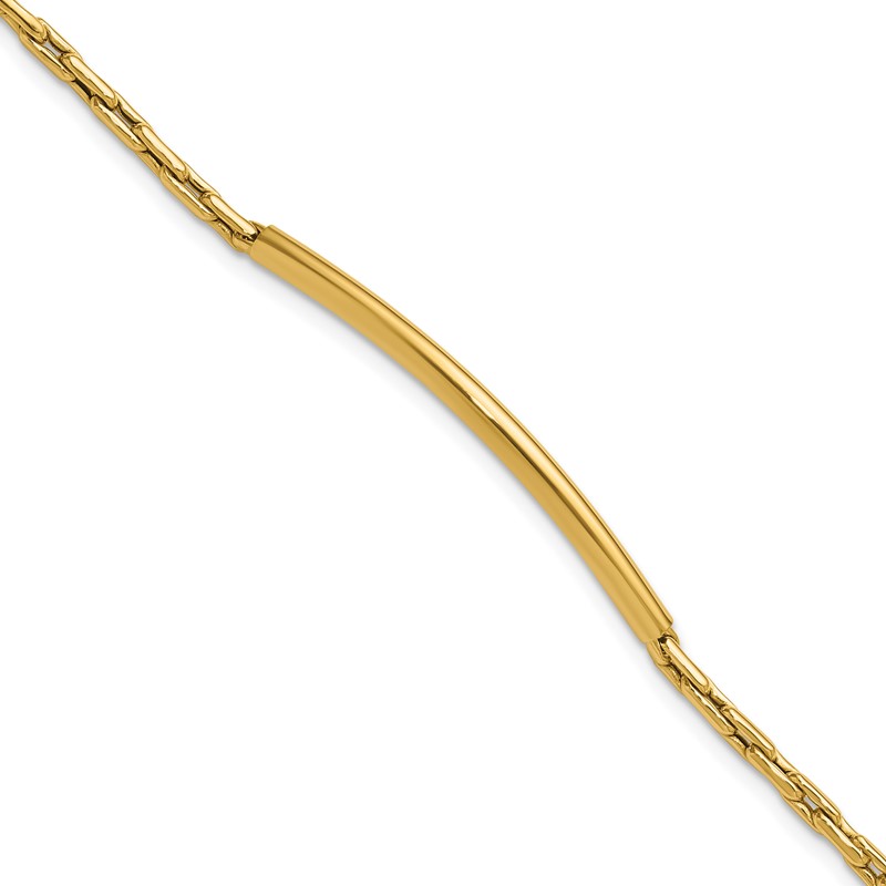 14K Polished Bar Link w/.25in ext. Bracelet