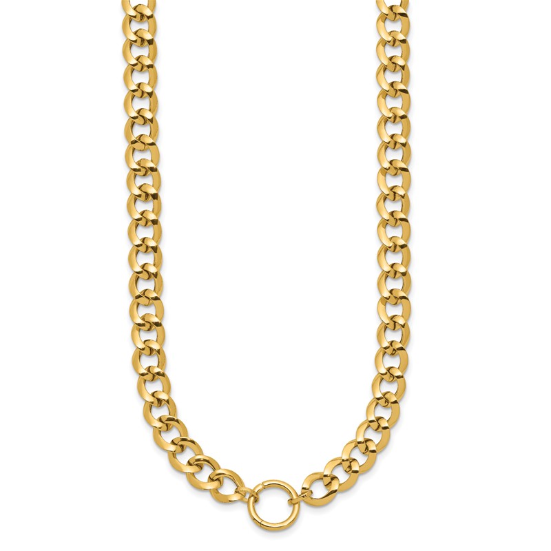 14K Polished Circle Accent Fancy Link Necklace