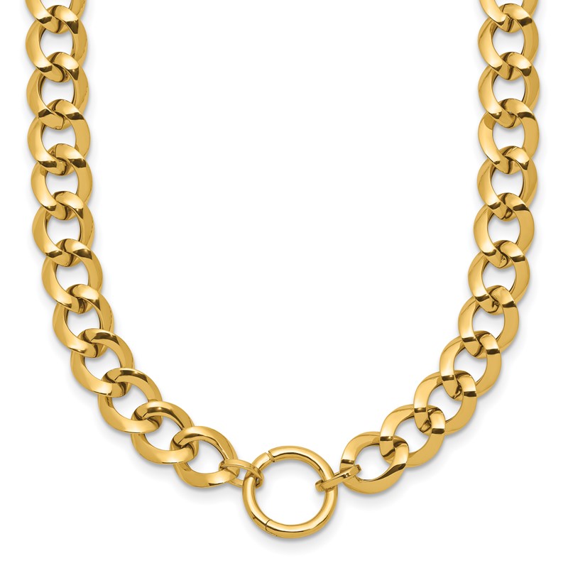 14K Polished Circle Accent Fancy Link Necklace