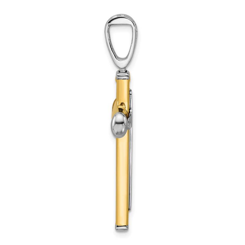 14K Two-tone Polished and Diamond-cut Cross Pendant