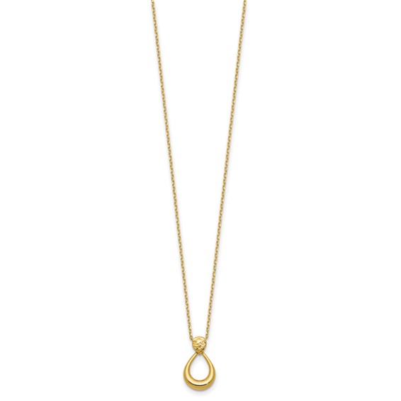 Leslie's 14K Polished / Dia-cut Open Teardrop w/2in ext. Necklace