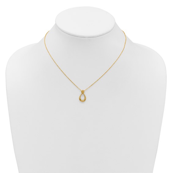 Leslie's 14K Polished / Dia-cut Open Teardrop w/2in ext. Necklace