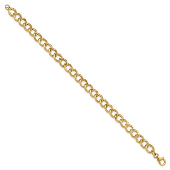 Leslie's 14K Polished and Textured Fancy Link Bracelet