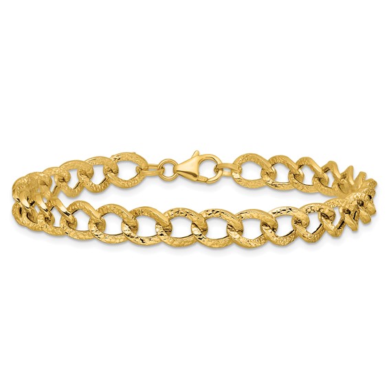 Leslie's 14K Polished and Textured Fancy Link Bracelet