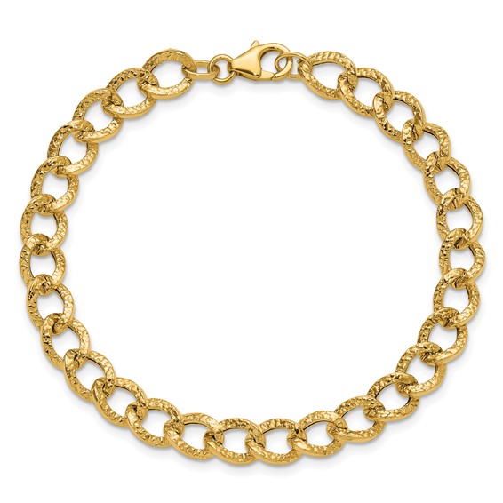 Leslie's 14K Polished and Textured Fancy Link Bracelet