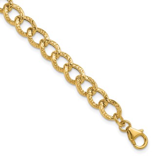 Leslie's 14K Polished and Textured Fancy Link Bracelet