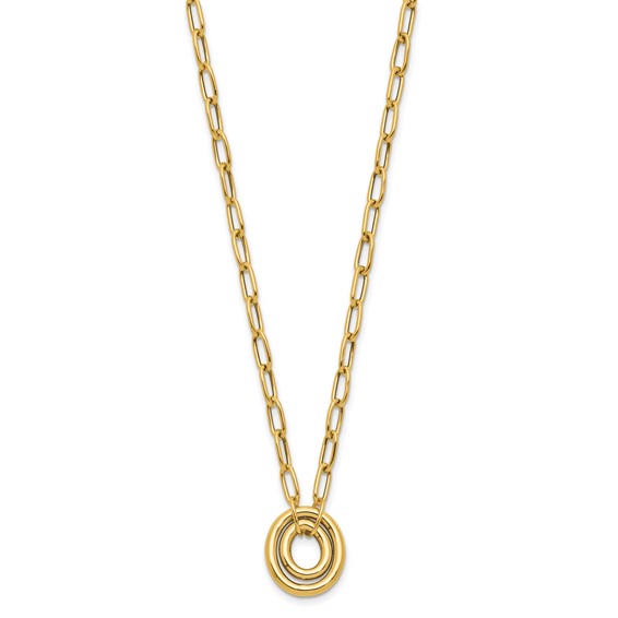 Leslie's 14K Polished Paper Clip Link with Oval Accent Necklace