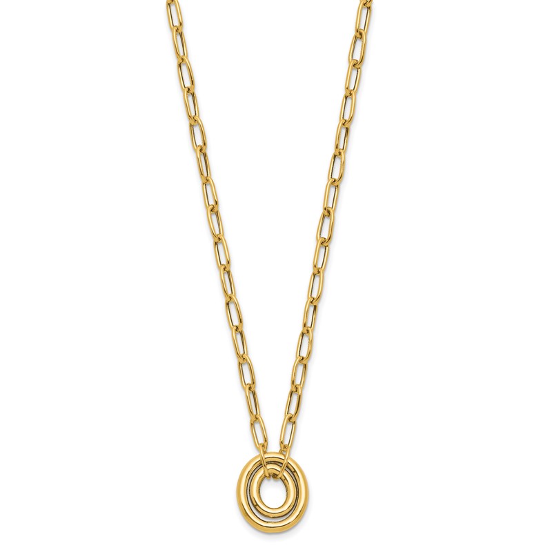 14K Polished Paper Clip Link with Oval Accent Necklace