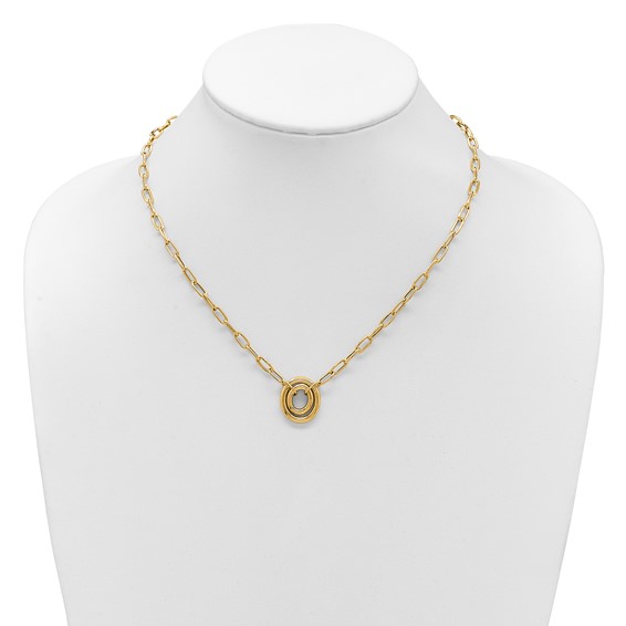 Leslie's 14K Polished Paper Clip Link with Oval Accent Necklace