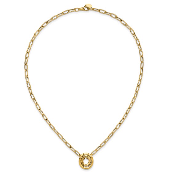 Leslie's 14K Polished Paper Clip Link with Oval Accent Necklace
