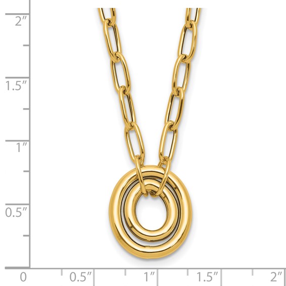 Leslie's 14K Polished Paper Clip Link with Oval Accent Necklace