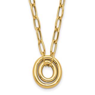 Leslie's 14K Polished Paper Clip Link with Oval Accent Necklace