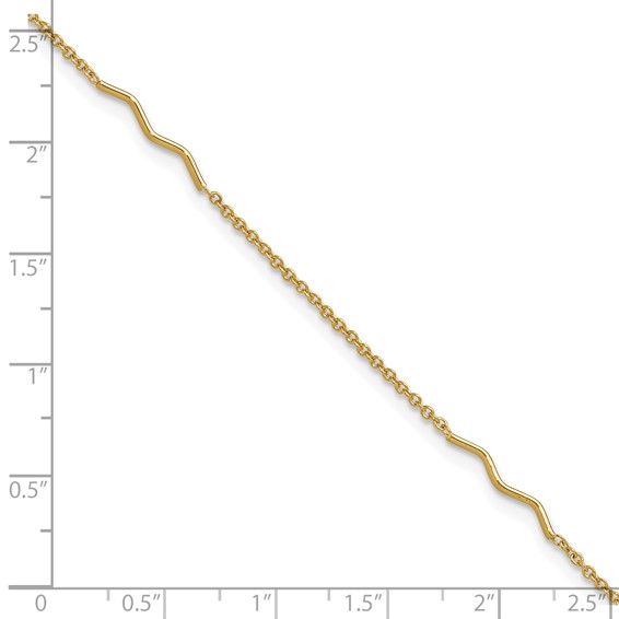 Leslie's 14K Wavy Bar 3-Station 9 inch Plus 1 inch Extender - Total 10 inch Anklet