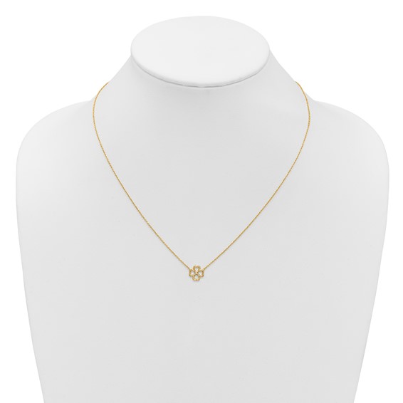 Leslie's 14K Polished 4-Leaf Clover w/2in ext. Necklace