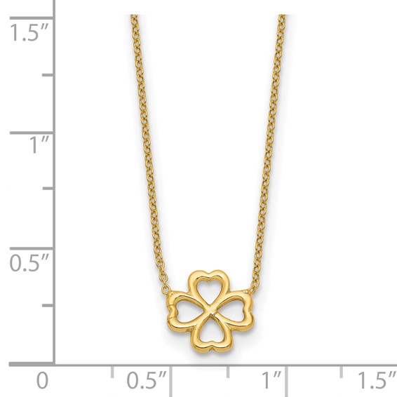 Leslie's 14K Polished 4-Leaf Clover w/2in ext. Necklace