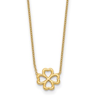 Leslie's 14K Polished 4-Leaf Clover w/2in ext. Necklace