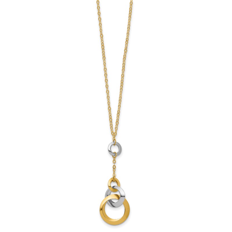 14K Two-tone Polished Circle Link Accent w/1in ext. Necklace