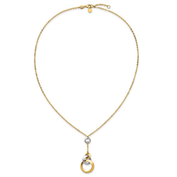 Leslie's 14K Two-tone Polished Circle Link Accent w/1in ext. Necklace