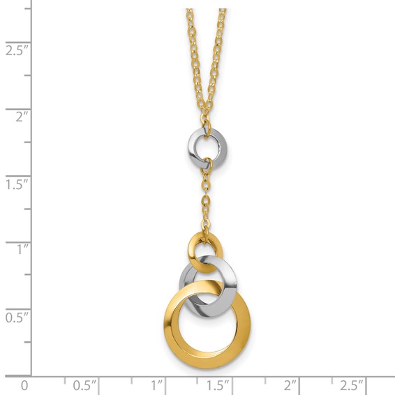 Leslie's 14K Two-tone Polished Circle Link Accent w/1in ext. Necklace