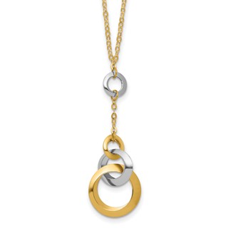 Leslie's 14K Two-tone Polished Circle Link Accent w/1in ext. Necklace
