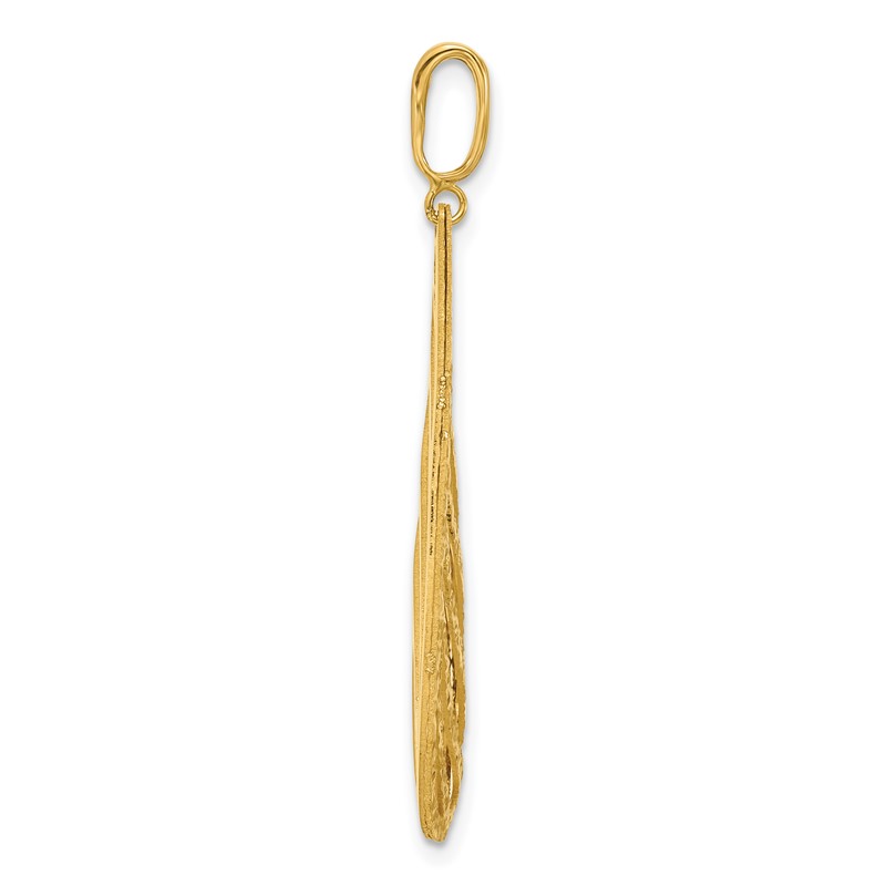 14K Polished and Diamond-cut Teardrop Pendant