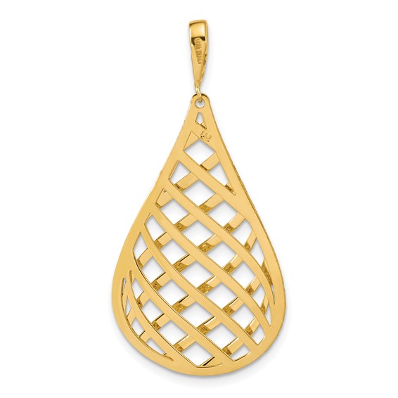 Leslie's 14K Polished and Diamond-cut Teardrop Pendant
