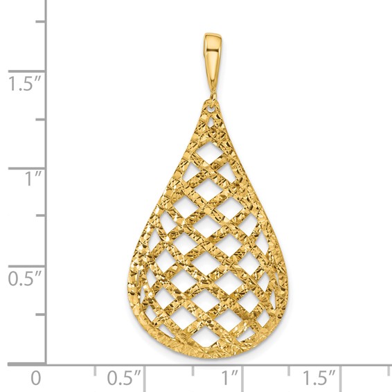 Leslie's 14K Polished and Diamond-cut Teardrop Pendant