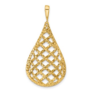 Leslie's 14K Polished and Diamond-cut Teardrop Pendant