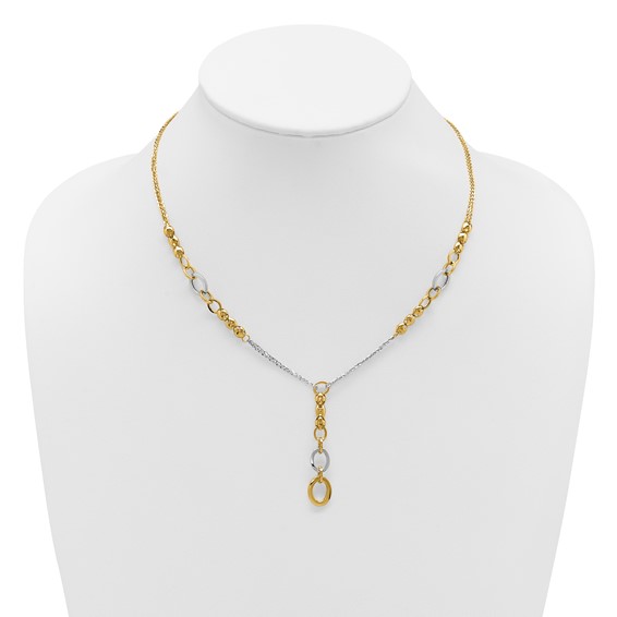 Leslie's 14K w/White RH Polished Fancy 2-Strand Oval Link Necklace