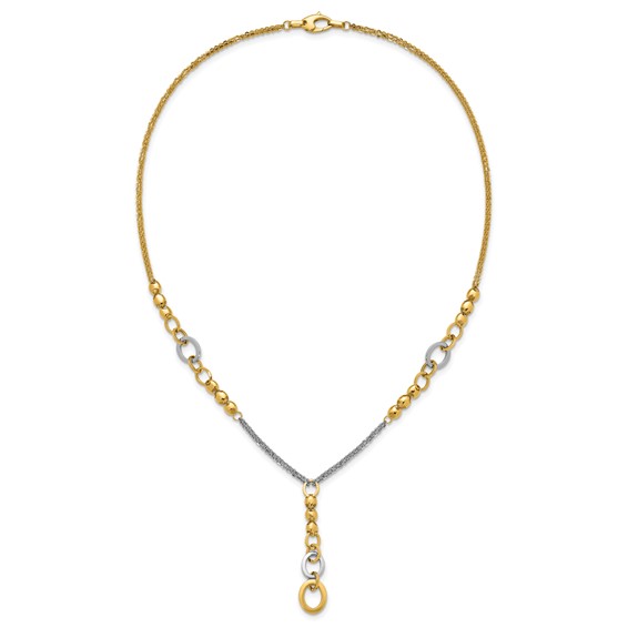 Leslie's 14K w/White RH Polished Fancy 2-Strand Oval Link Necklace