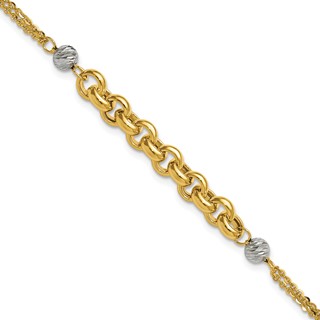 Leslie's 14K w/White Rhodium Polished D/C 2-Strand Rolo Link Bracelet