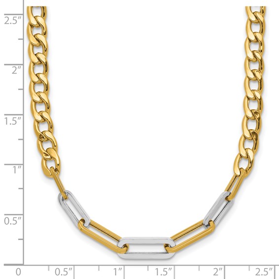 Leslie's 14K w/White RH Polished Curb and Paperclip Link Necklace