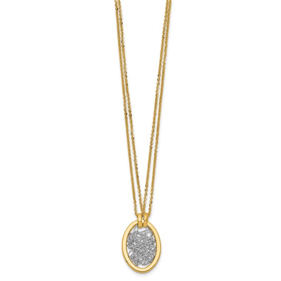 Leslie's 14K w/White RH Polished D/C Fancy Oval 2-Strand Necklace