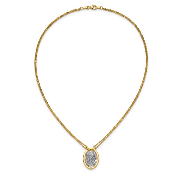 Leslie's 14K w/White RH Polished D/C Fancy Oval 2-Strand Necklace
