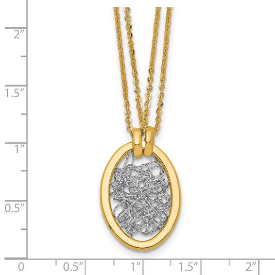 Leslie's 14K w/White RH Polished D/C Fancy Oval 2-Strand Necklace