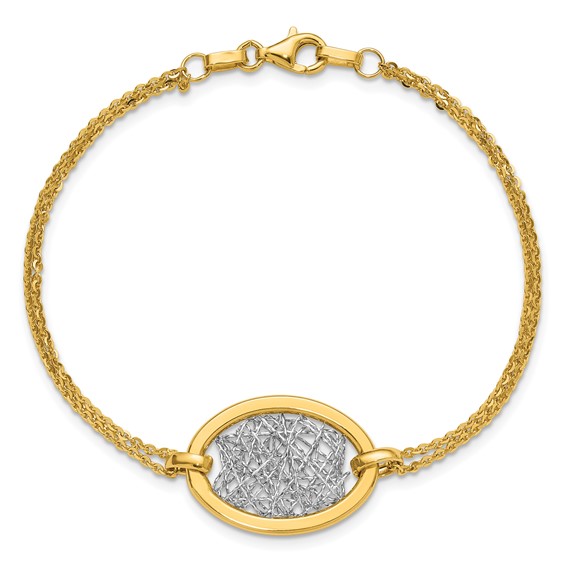 Leslie's 14K w/White Rhodium Polished D/C Fancy Oval 2-Strand Bracelet