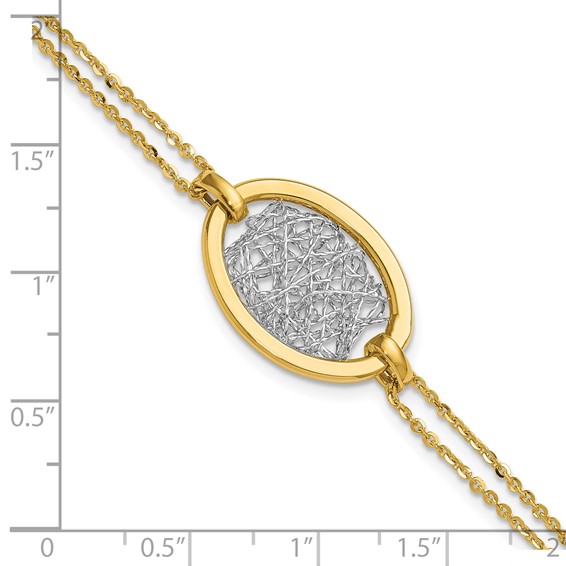 Leslie's 14K w/White Rhodium Polished D/C Fancy Oval 2-Strand Bracelet