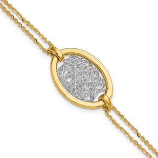 Leslie's 14K w/White Rhodium Polished D/C Fancy Oval 2-Strand Bracelet