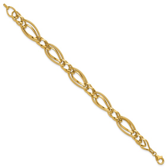 Leslie's 14K Polished and Textured Fancy Link Bracelet