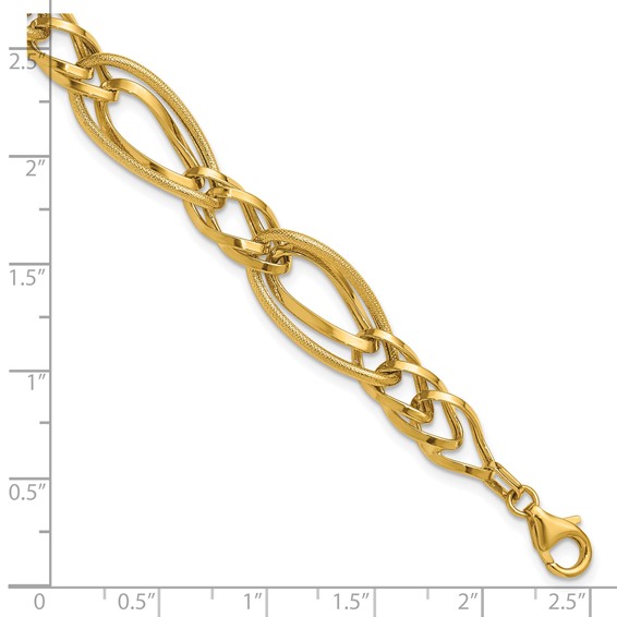 Leslie's 14K Polished and Textured Fancy Link Bracelet