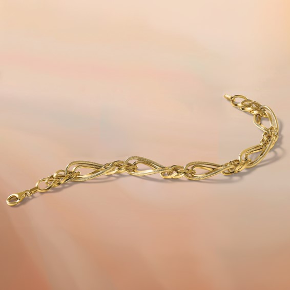 Leslie's 14K Polished and Textured Fancy Link Bracelet