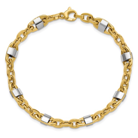 Leslie's 14K w/Wht Rhodium Polished Fancy Oval Men's Link Bracelet